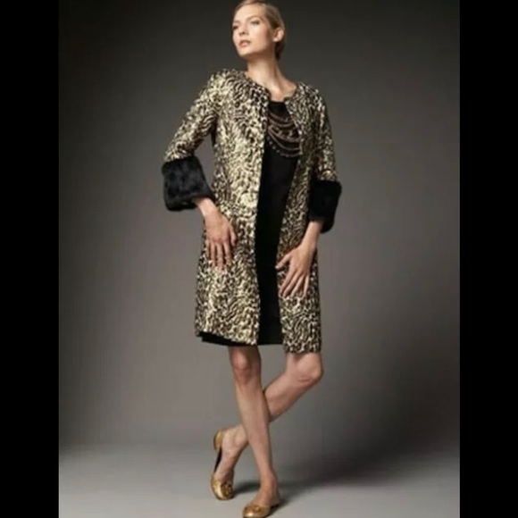 NWOT Tory Burch Black Leopard Metallic Fur Animal Print Jacket Size 2 - Picture 5 of 6